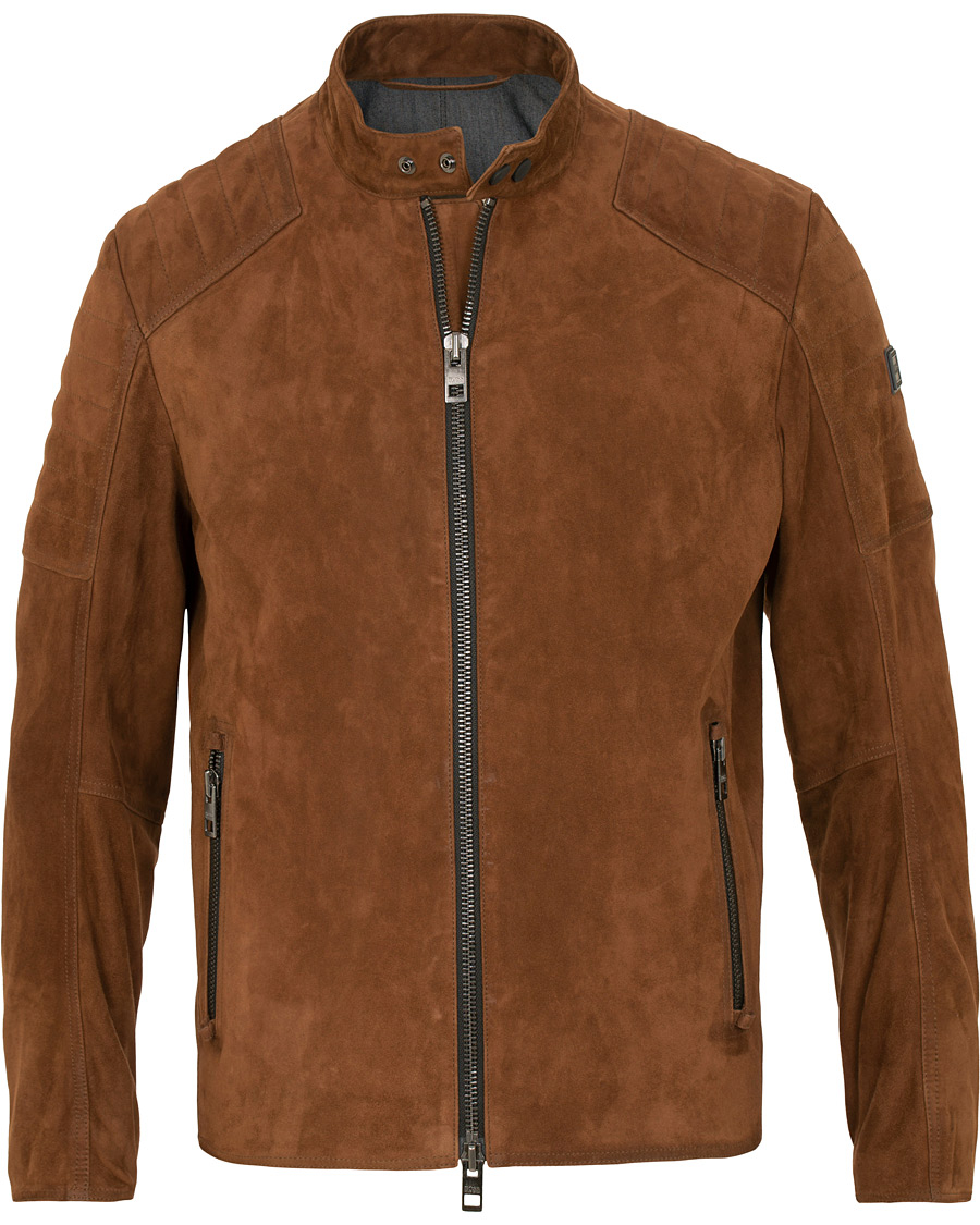 Herre | Jakker | BOSS ORANGE | BOSS Casual Jaydee Biker Jacket Dark Brown Suede