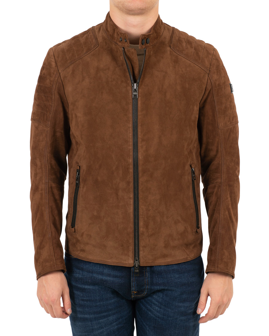 Herre | Jakker | BOSS ORANGE | BOSS Casual Jaydee Biker Jacket Dark Brown Suede