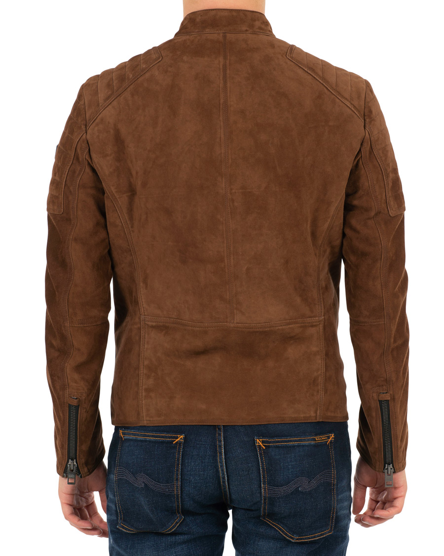 Herre | Jakker | BOSS ORANGE | BOSS Casual Jaydee Biker Jacket Dark Brown Suede
