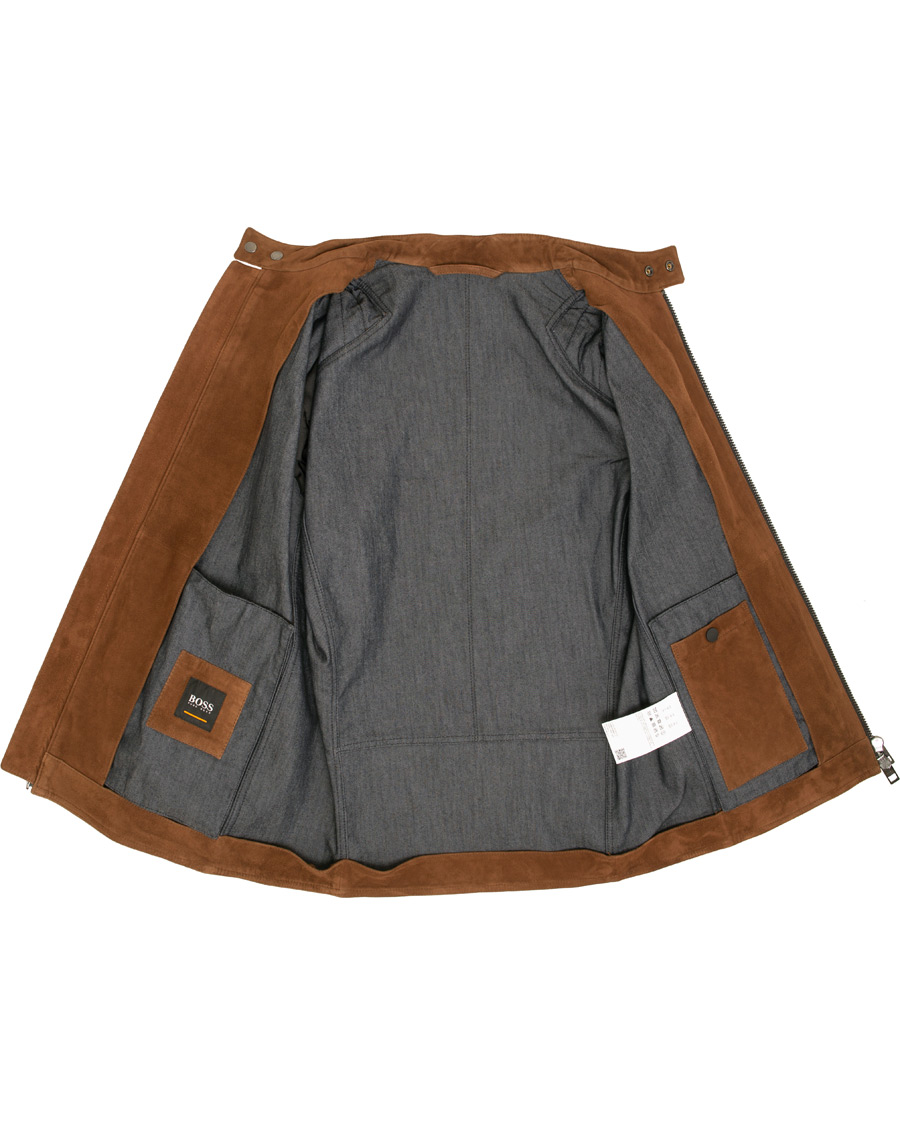Herre | Jakker | BOSS ORANGE | BOSS Casual Jaydee Biker Jacket Dark Brown Suede