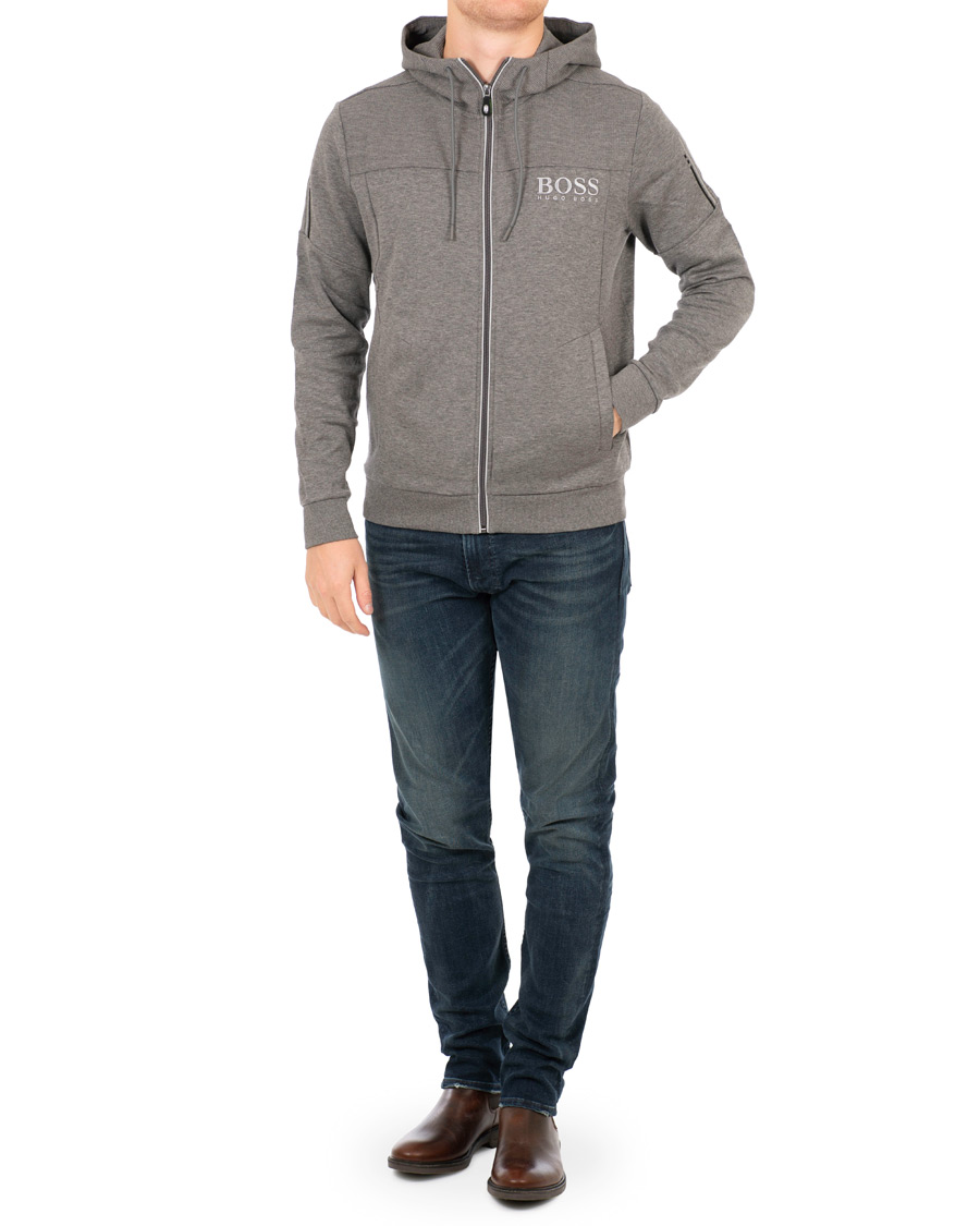 Herre | Gensere | BOSS GREEN | BOSS Athleisure Saggy Full Zip Hoodie Mid Melange