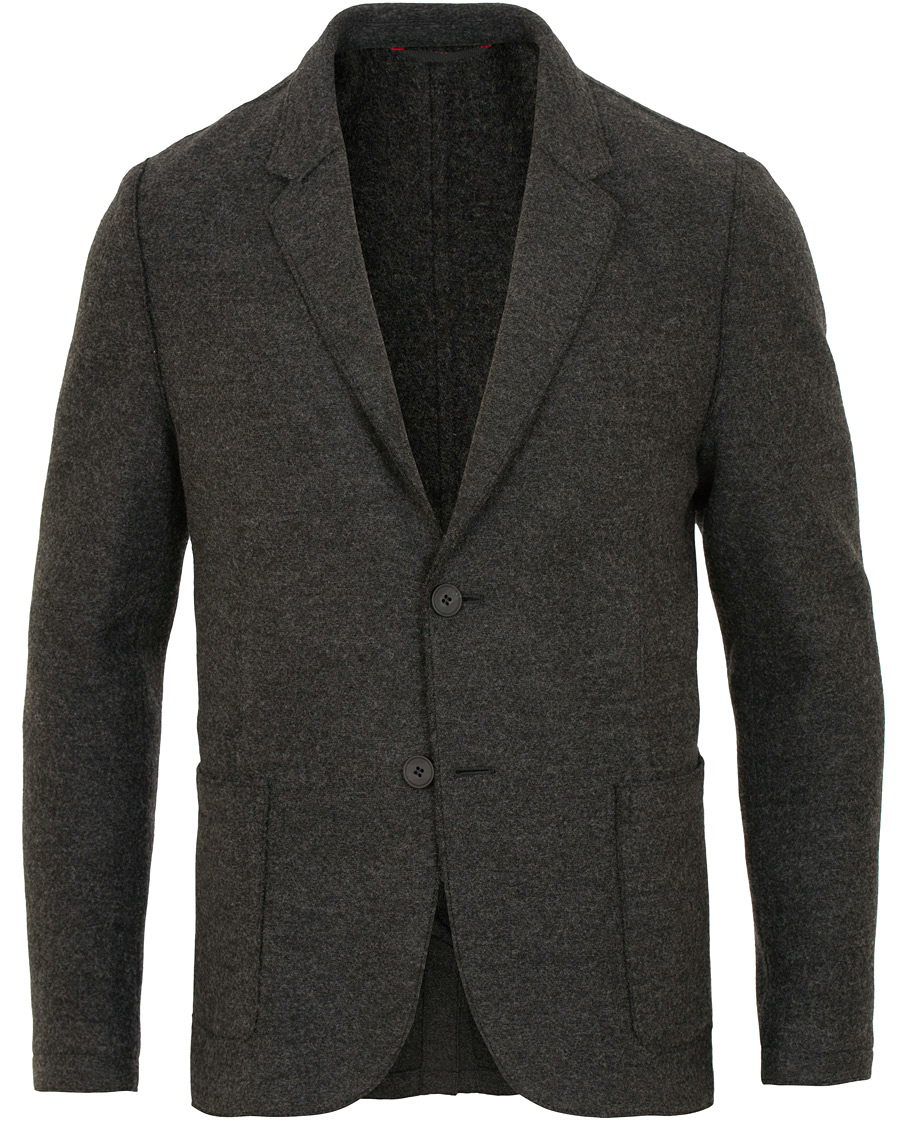 Herre | Dressjakker | HUGO | Agaltu Wool Raw Edge Blazer Dark Grey