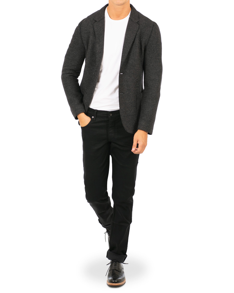 Herre | Dressjakker | HUGO | Agaltu Wool Raw Edge Blazer Dark Grey
