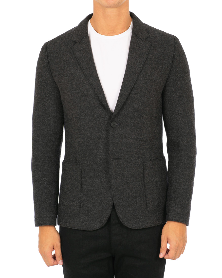 Herre | Dressjakker | HUGO | Agaltu Wool Raw Edge Blazer Dark Grey