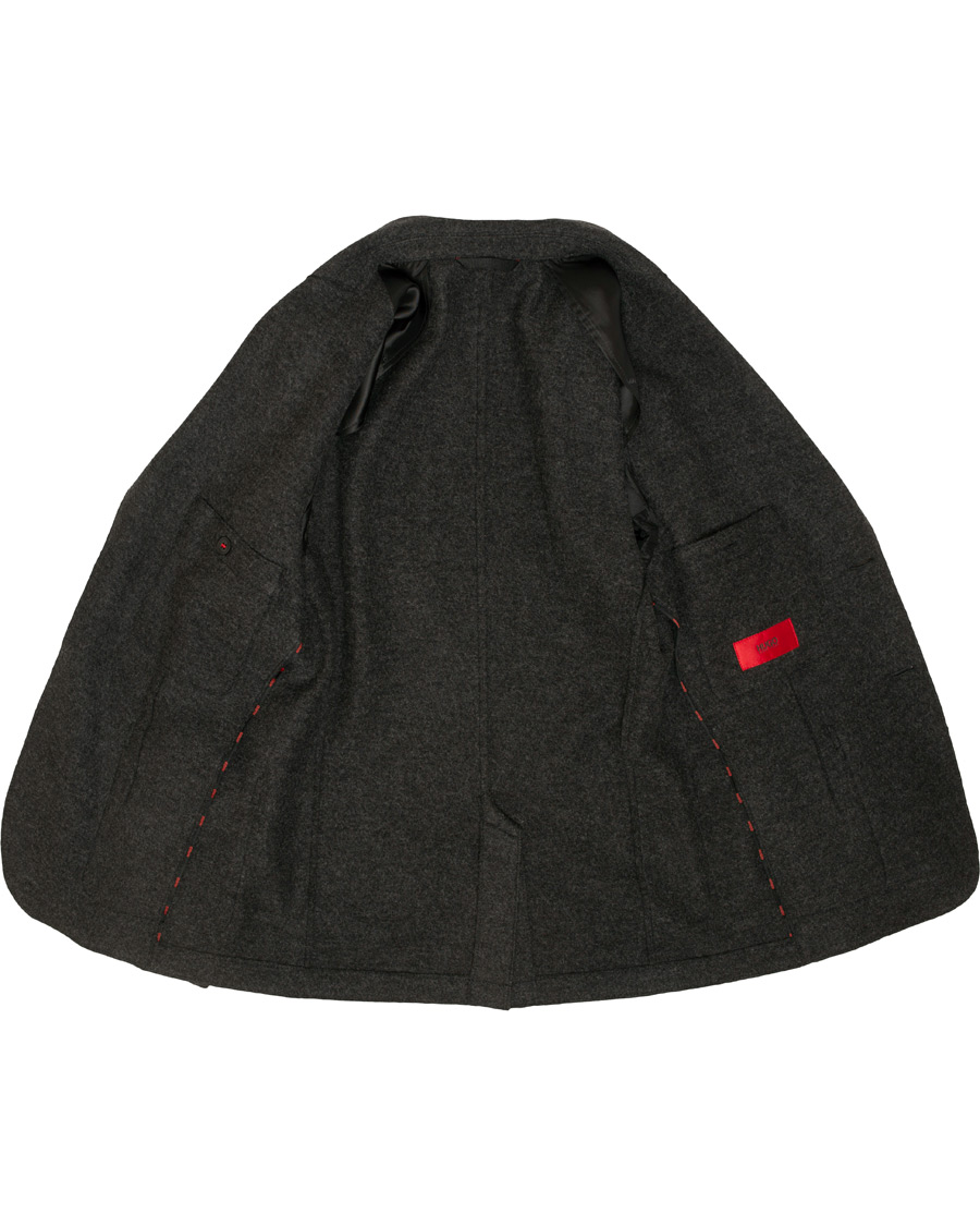 Herre | Dressjakker | HUGO | Agaltu Wool Raw Edge Blazer Dark Grey