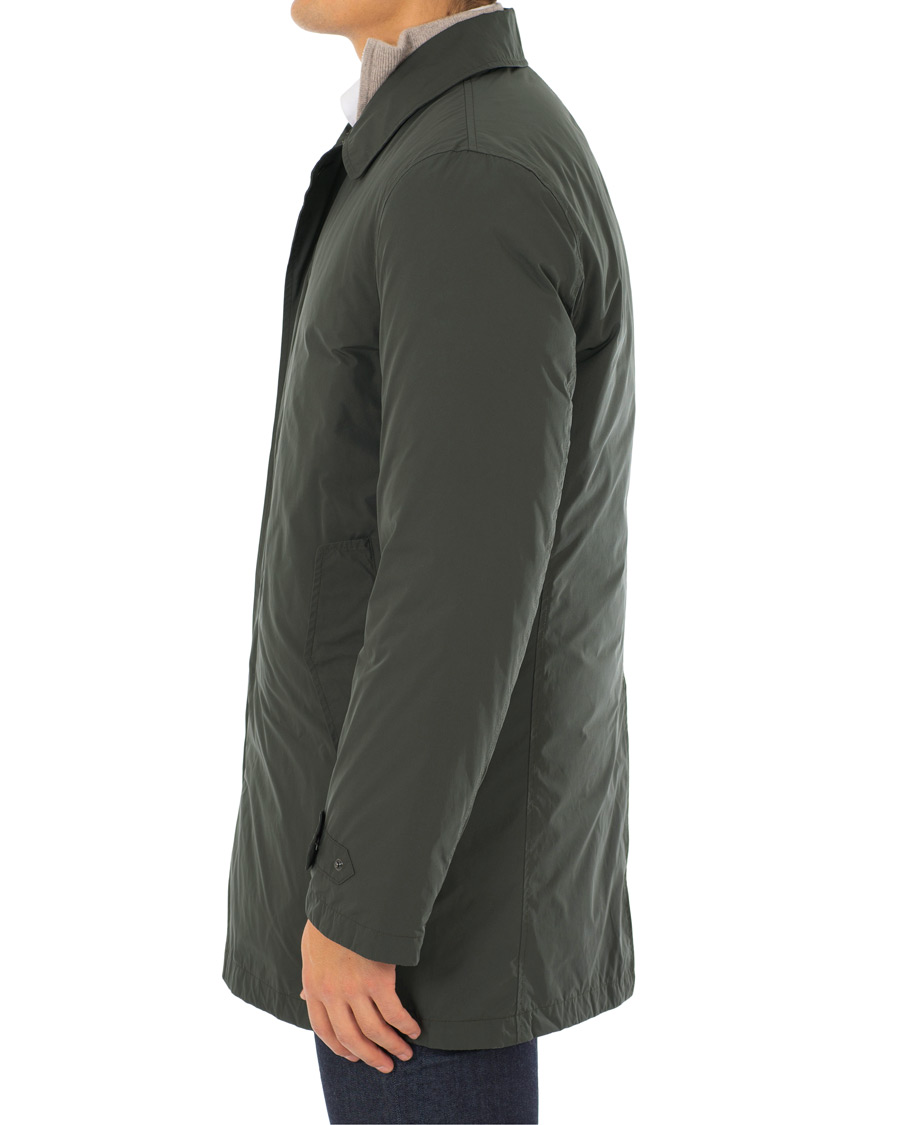 Herre | Jakker | Aspesi | Single Breasted Soft Nylon Coat Forest Green