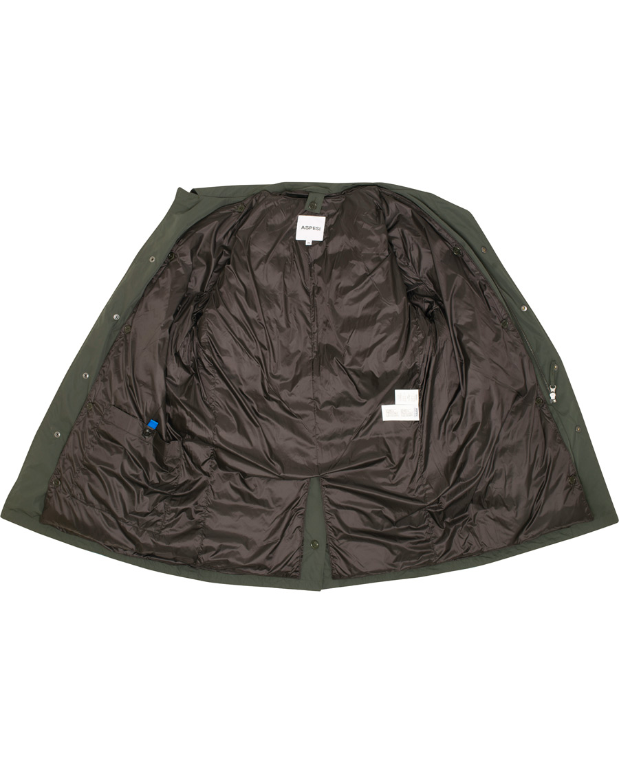 Herre | Jakker | Aspesi | Single Breasted Soft Nylon Coat Forest Green