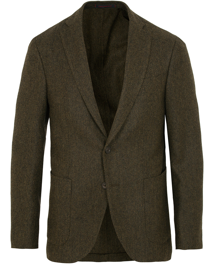 Herre | Dressjakker | The Gigi | Degas Single Breasted Herringbone Tweed Blazer Green