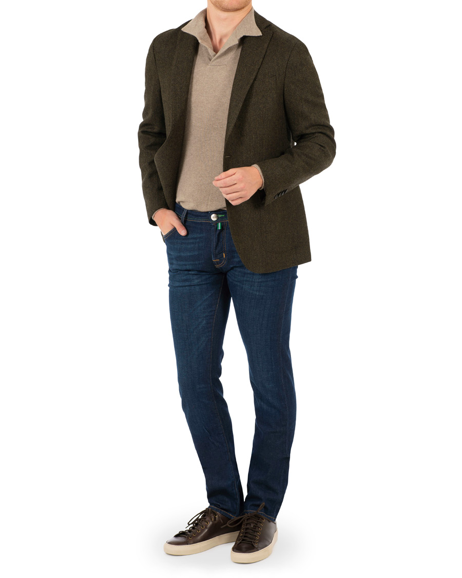 Herre | Dressjakker | The Gigi | Degas Single Breasted Herringbone Tweed Blazer Green