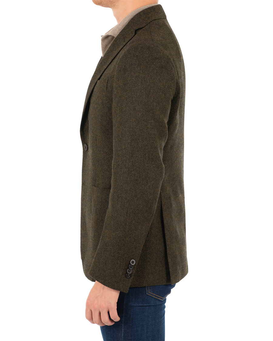 Herre | Dressjakker | The Gigi | Degas Single Breasted Herringbone Tweed Blazer Green