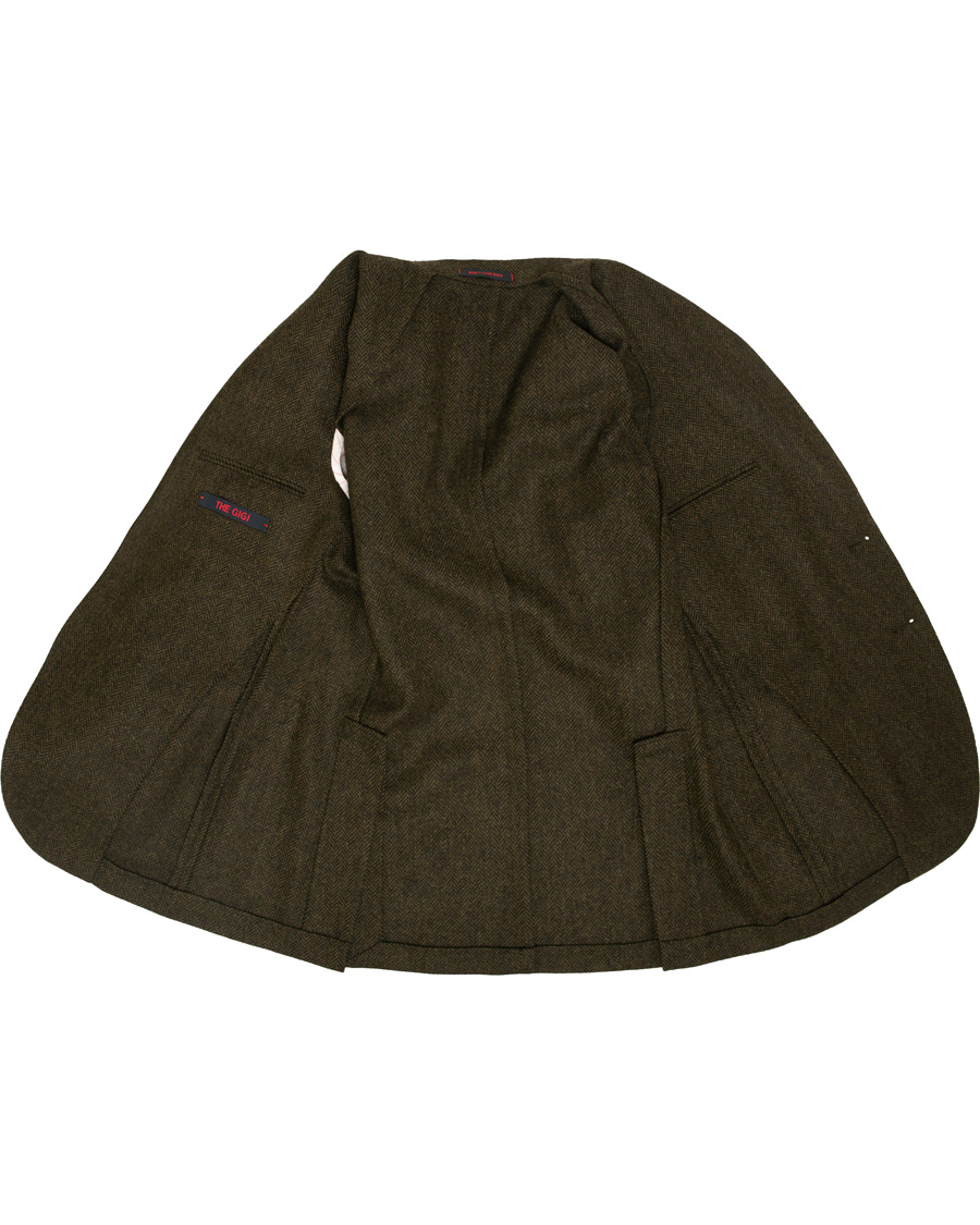 Herre | Dressjakker | The Gigi | Degas Single Breasted Herringbone Tweed Blazer Green