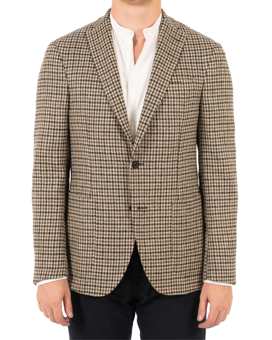 Herre | Dressjakker | The Gigi | Degas Single Breasted Houndstooth Tweed Blazer Brown
