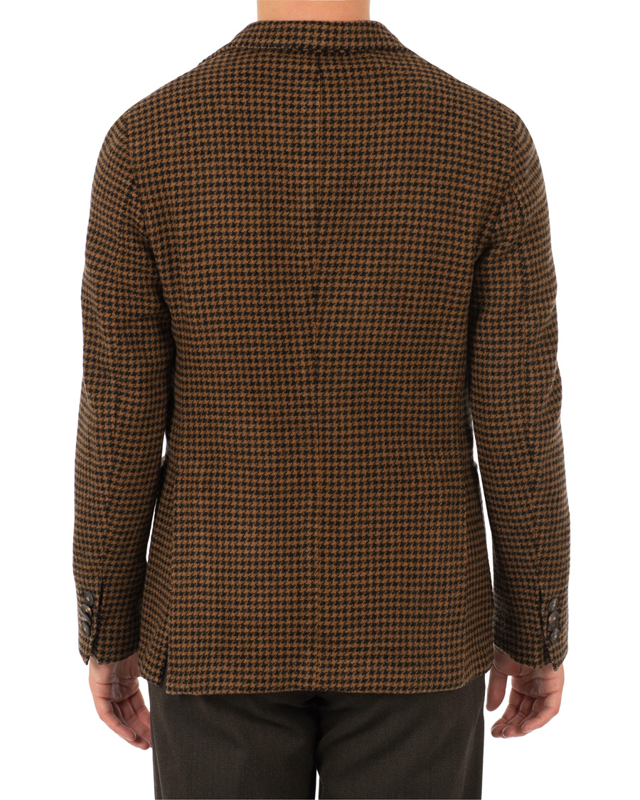 Herre | Dressjakker | The Gigi | Art Garment Dyed Houndstooth Shetland Blazer Dark Brown