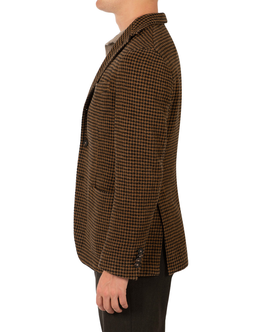 Herre | Dressjakker | The Gigi | Art Garment Dyed Houndstooth Shetland Blazer Dark Brown