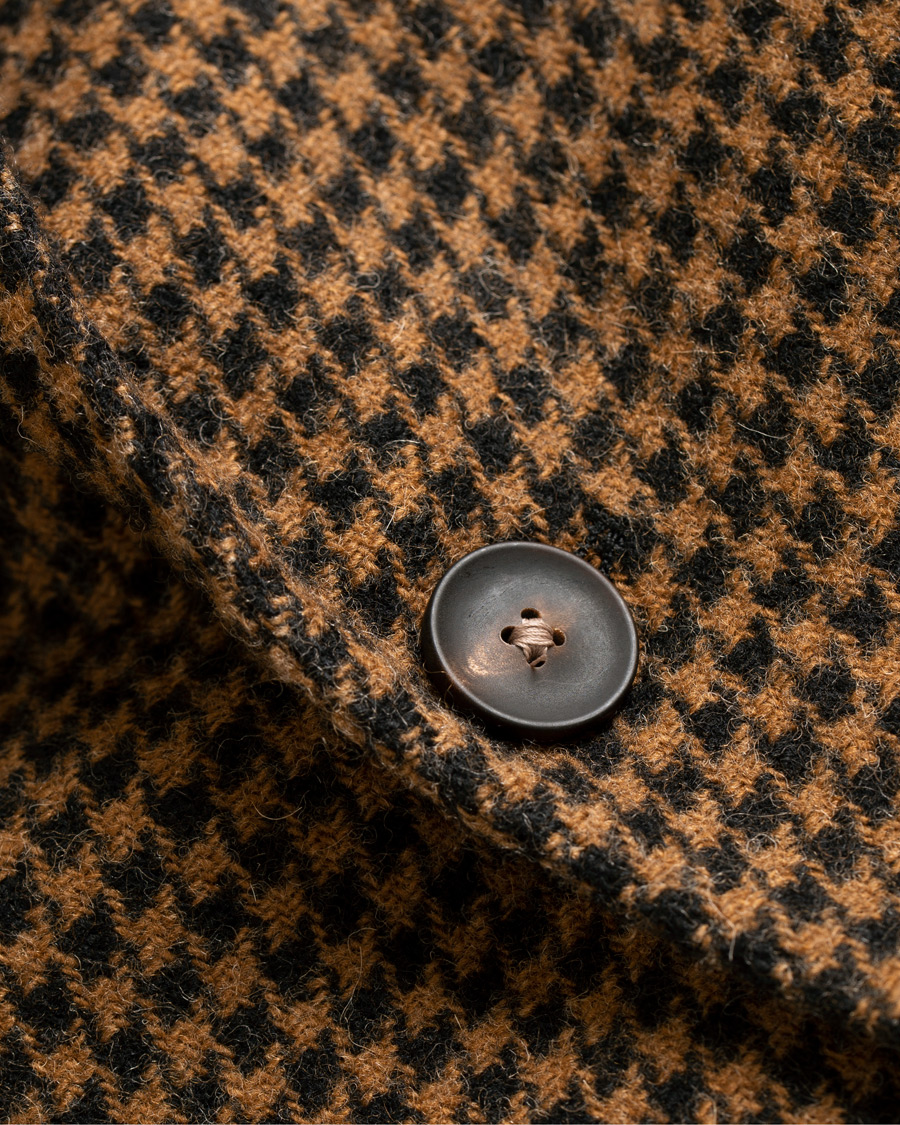 Herre | Dressjakker | The Gigi | Art Garment Dyed Houndstooth Shetland Blazer Dark Brown