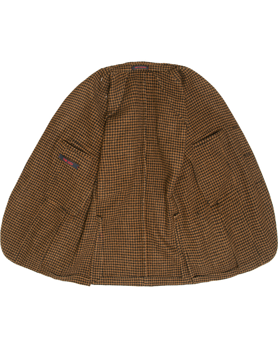 Herre | Dressjakker | The Gigi | Art Garment Dyed Houndstooth Shetland Blazer Dark Brown