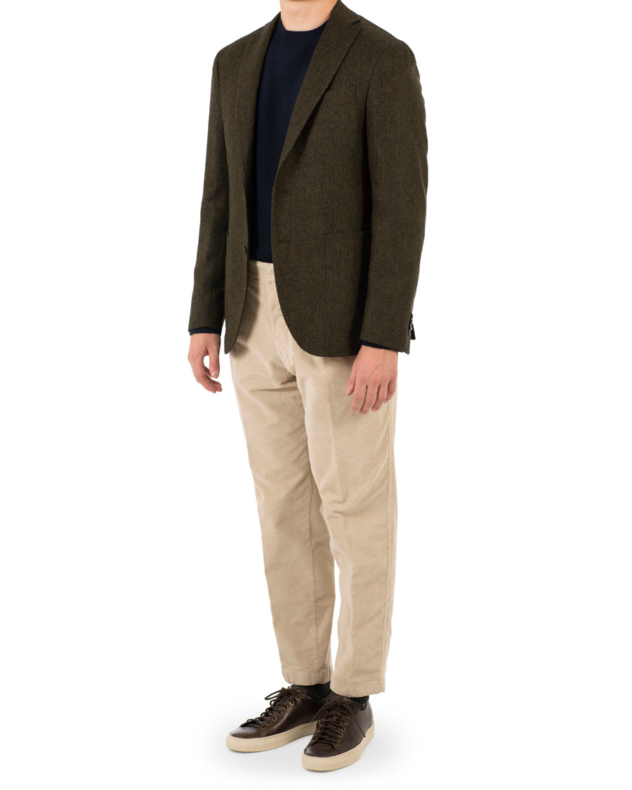 Herre | Bukser | The Gigi | Santiago Corduroy Pleated Trousers Light Sand