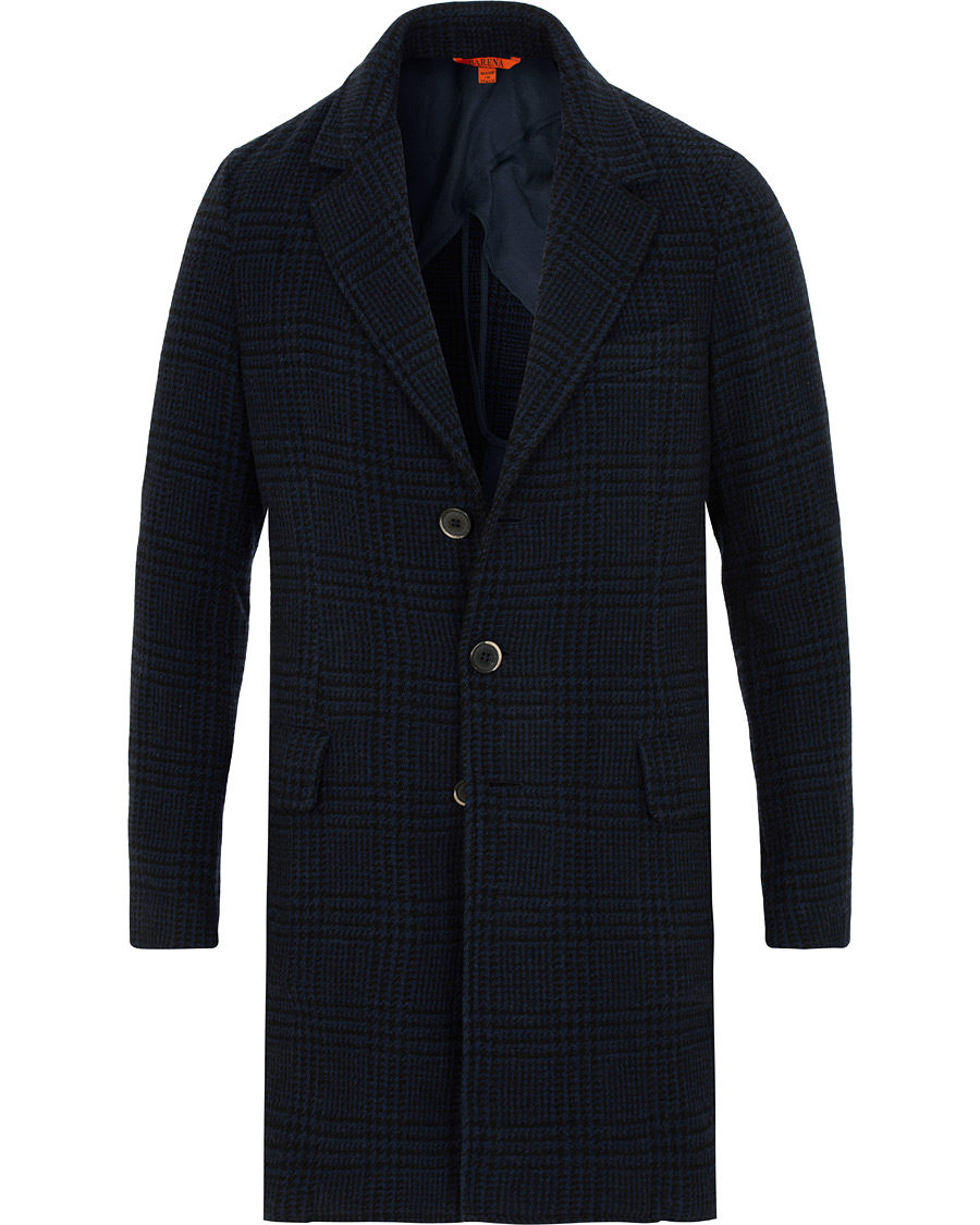 Herre | Jakker | Barena | Borella Single Breasted Prince Of Wales Coat Navy