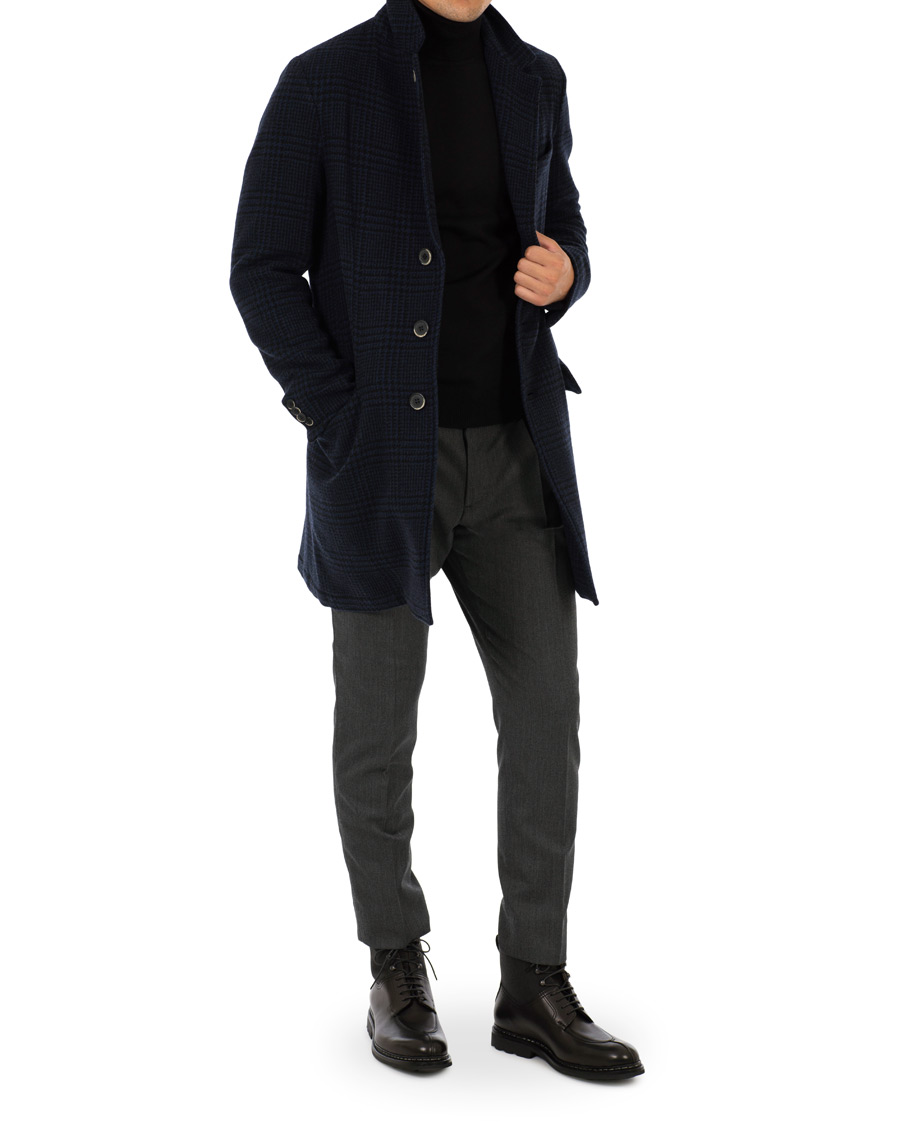 Herre | Jakker | Barena | Borella Single Breasted Prince Of Wales Coat Navy