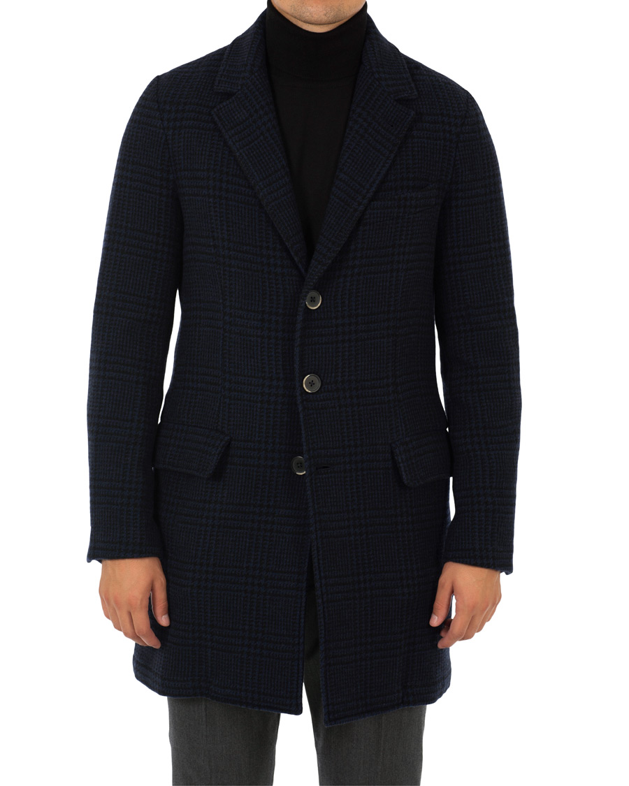 Herre | Jakker | Barena | Borella Single Breasted Prince Of Wales Coat Navy