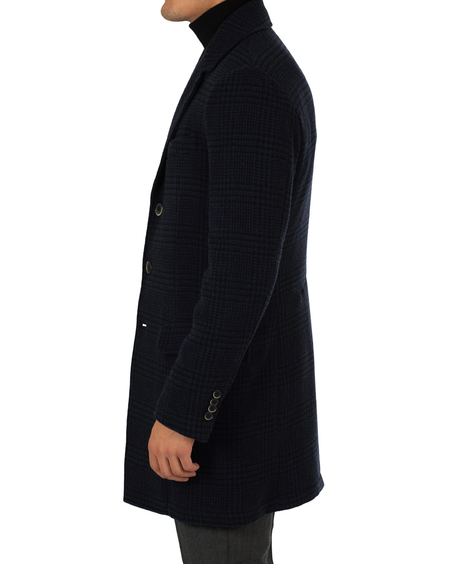 Herre | Jakker | Barena | Borella Single Breasted Prince Of Wales Coat Navy