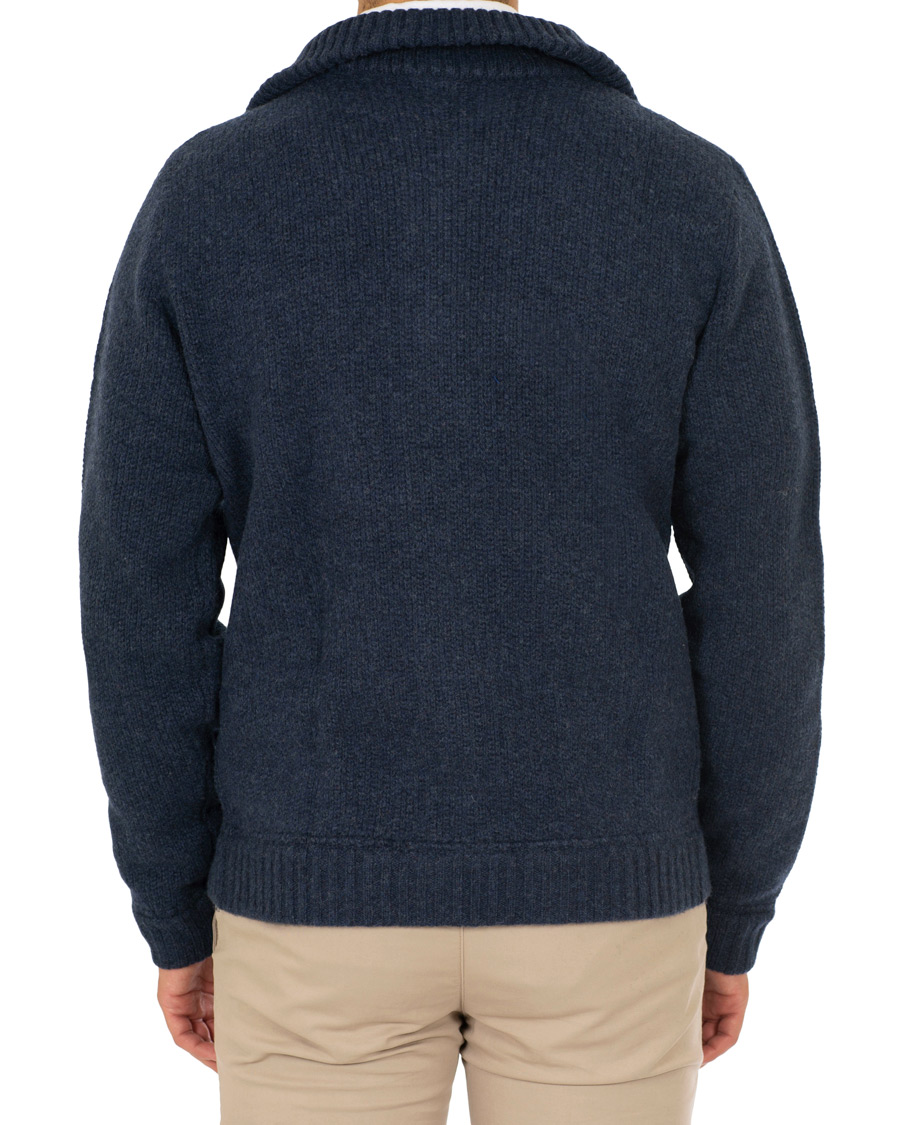 Herre | Gensere | Stenströms | Merino Wool Knitted Cardigan Navy