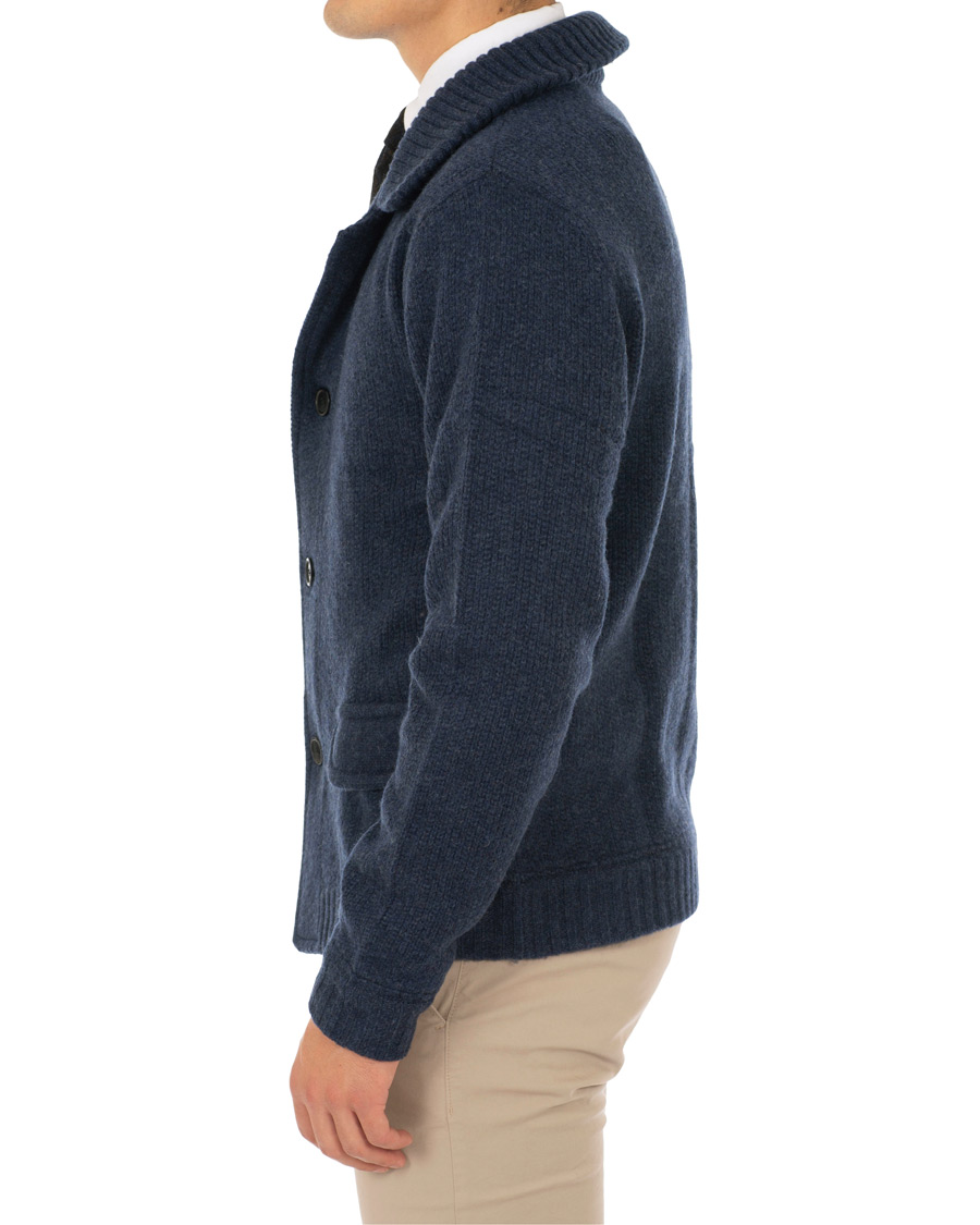 Herre | Gensere | Stenströms | Merino Wool Knitted Cardigan Navy