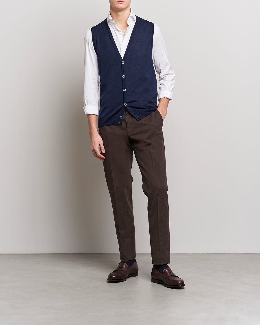 Herre | Gensere | Stenströms | Merino Slipover Navy