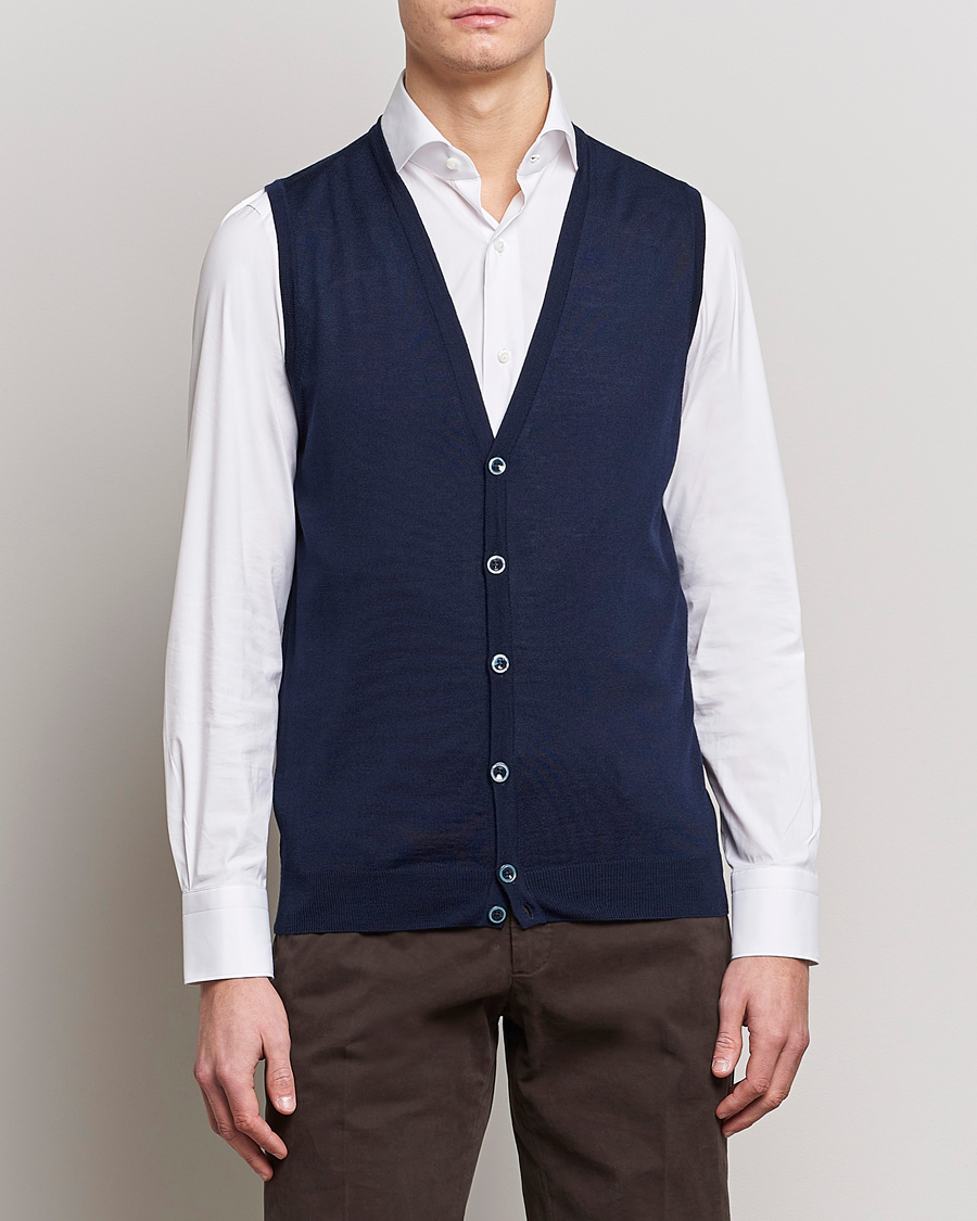 Herre | Gensere | Stenströms | Merino Slipover Navy