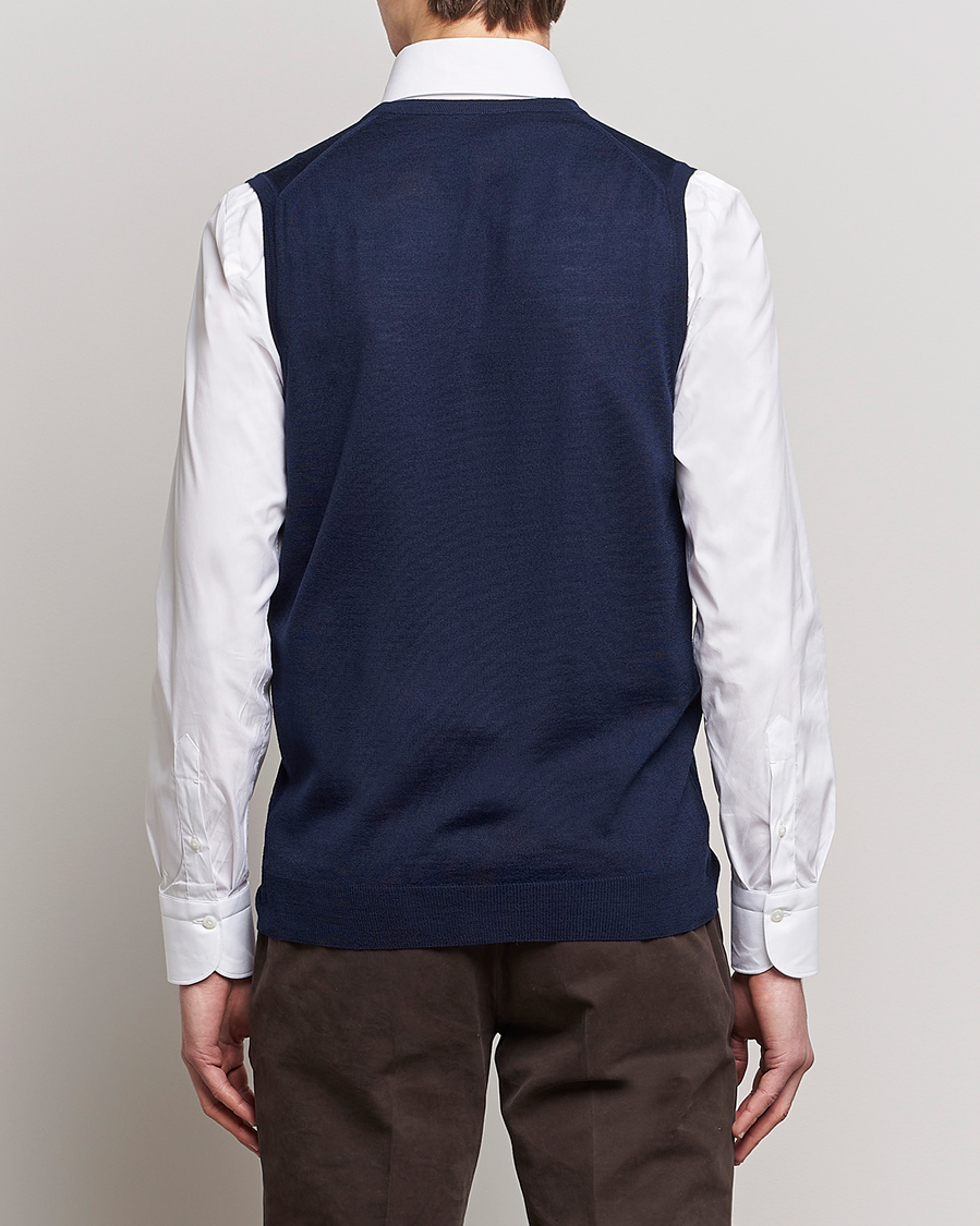 Herre | Gensere | Stenströms | Merino Slipover Navy