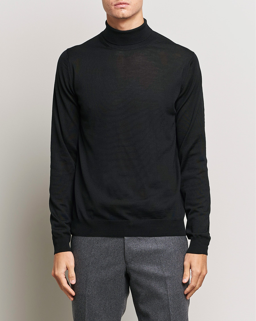 Herre | Gensere | Stenströms | Fine Merino Rollneck Black