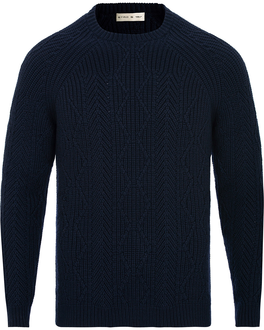 Herre | Gensere | Etro | Cable Knit Crew Neck Navy