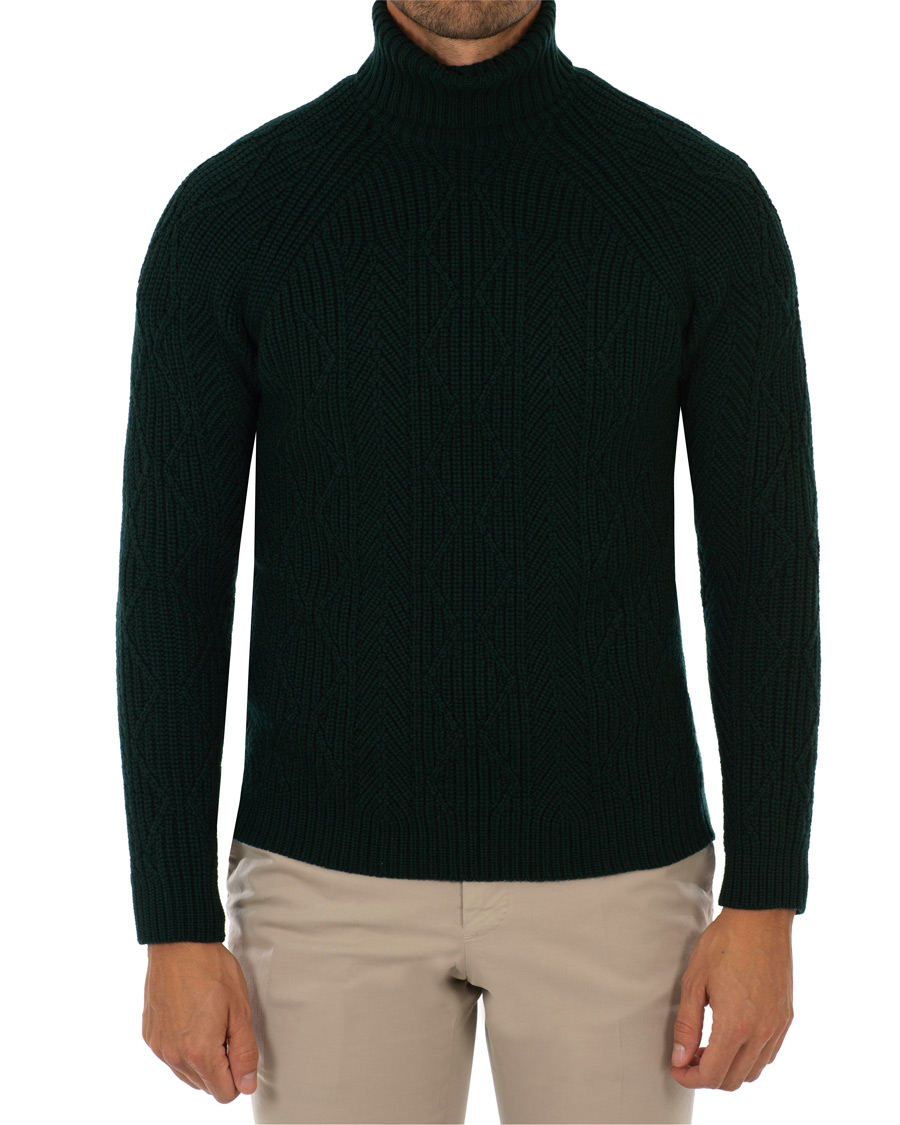 Herre | Gensere | Etro | Cable Knit Turtleneck Bottle Green