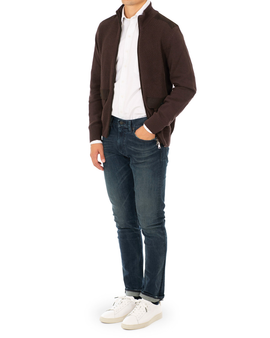 Herre | Gensere | Hackett | Flannel Textured Full Zip Brown