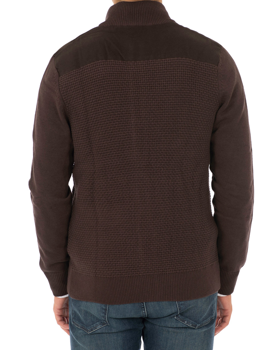 Herre | Gensere | Hackett | Flannel Textured Full Zip Brown