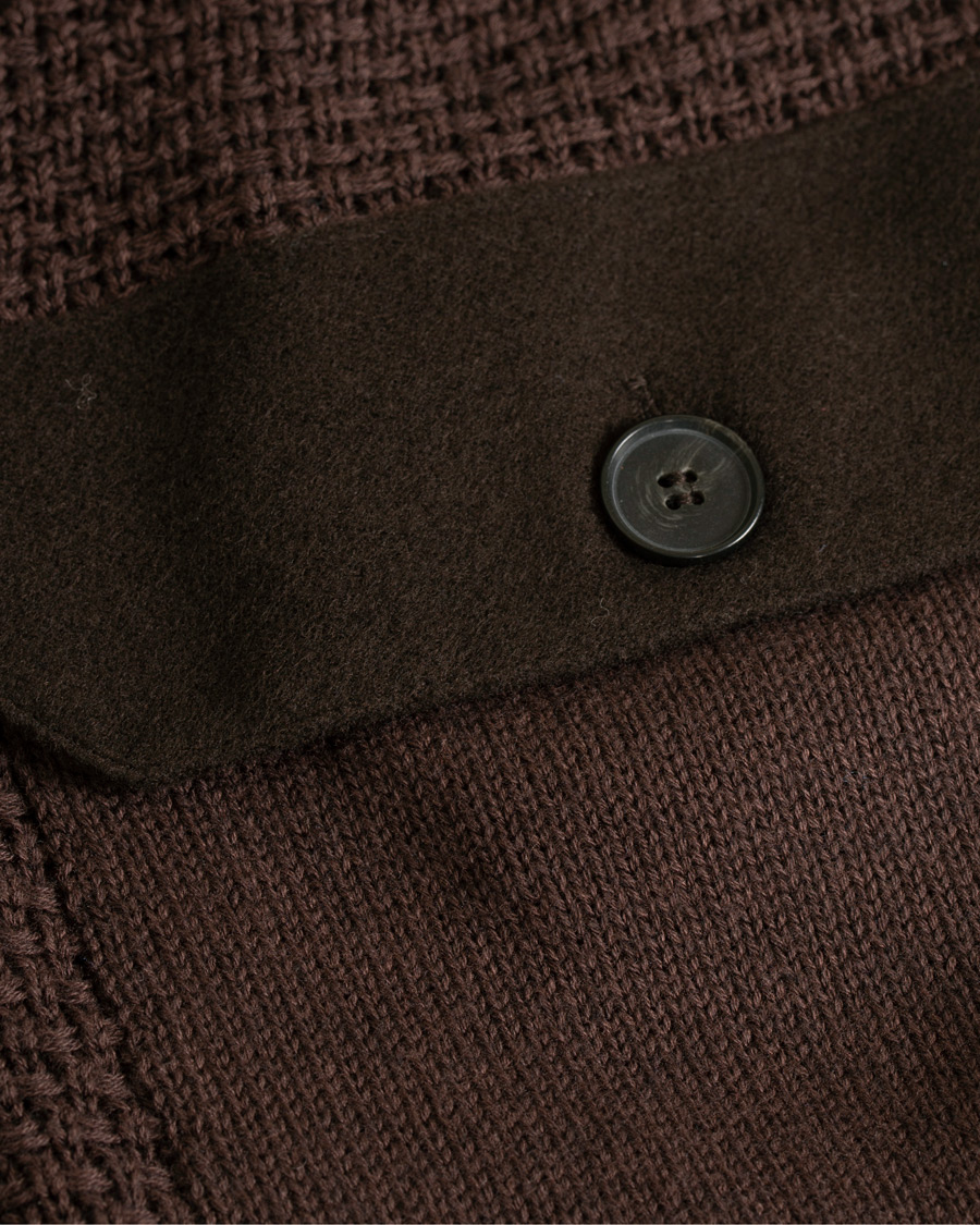 Herre | Gensere | Hackett | Flannel Textured Full Zip Brown