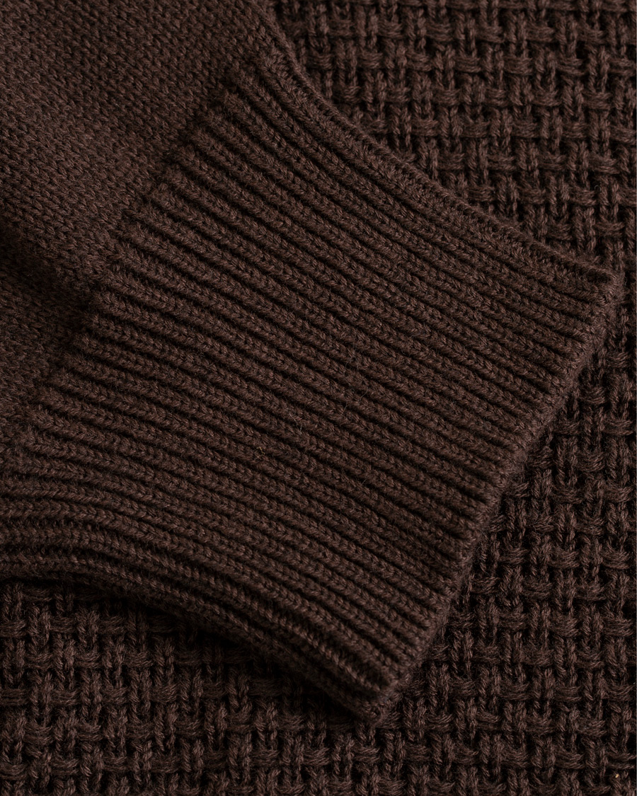 Herre | Gensere | Hackett | Flannel Textured Full Zip Brown