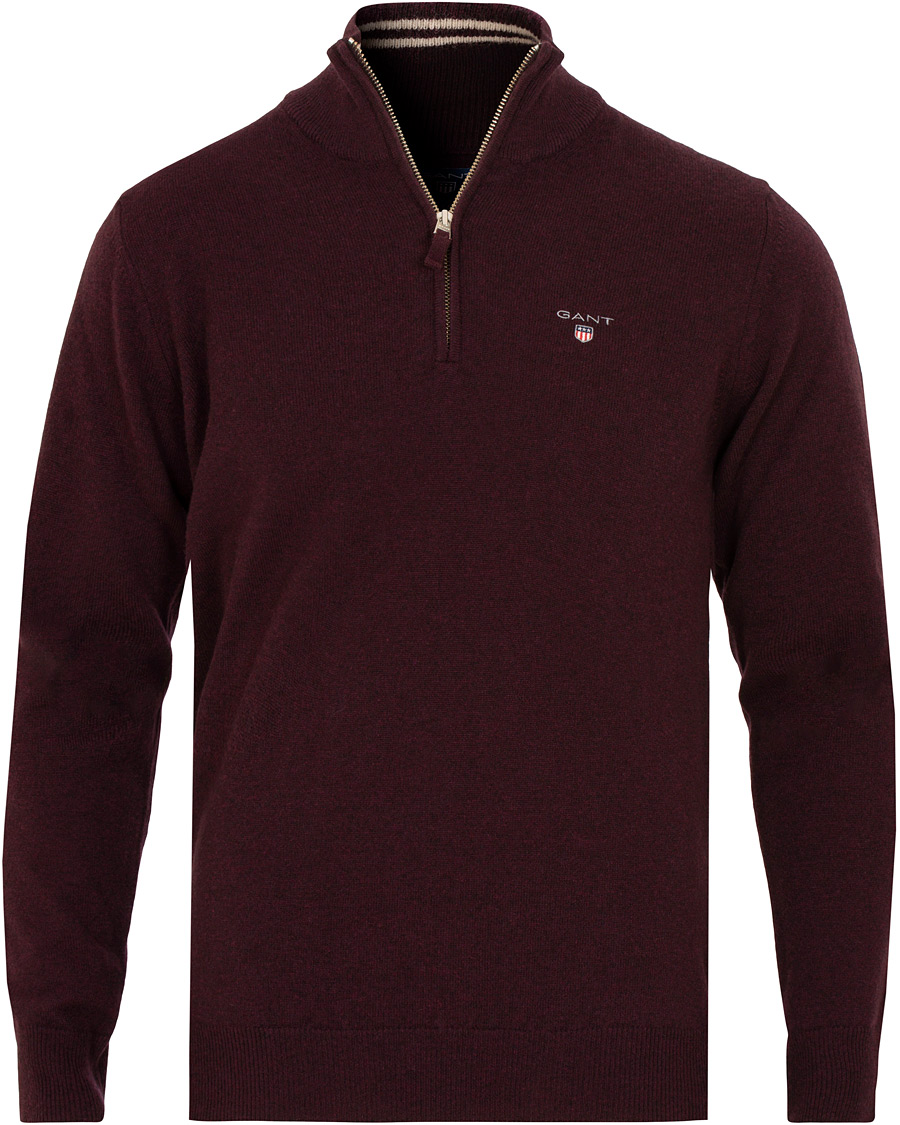 Herre | Gensere | Gant | Superfine Lambswool Half Zip Dark Burgundy Melange
