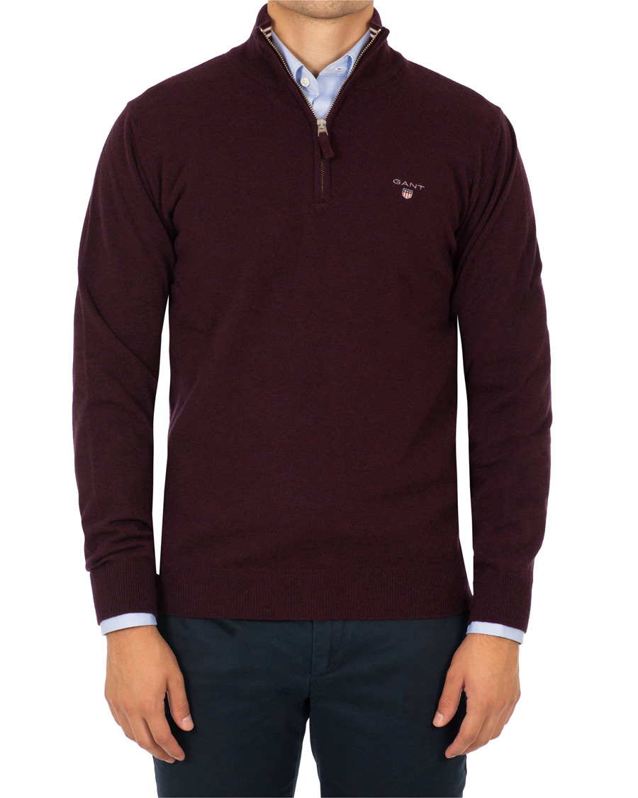 Herre | Gensere | Gant | Superfine Lambswool Half Zip Dark Burgundy Melange