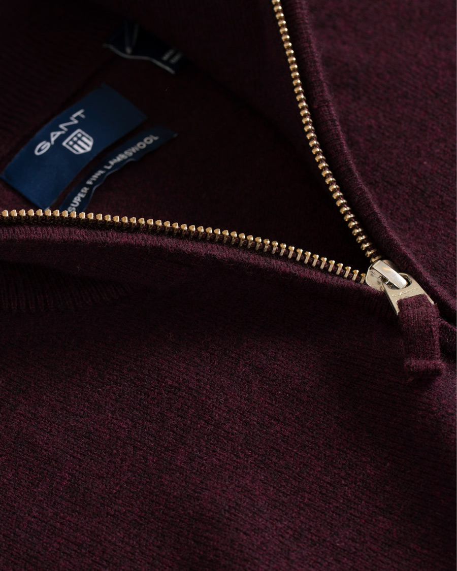 Herre | Gensere | Gant | Superfine Lambswool Half Zip Dark Burgundy Melange