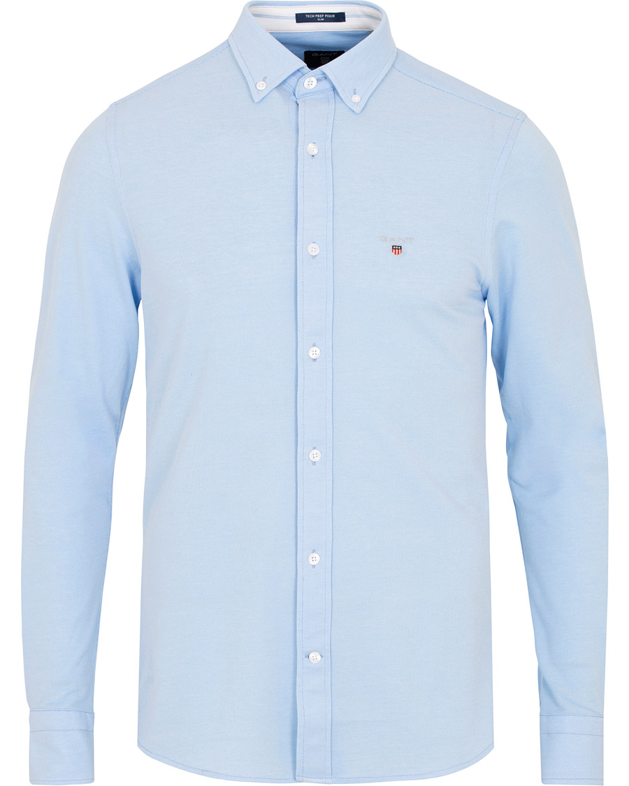Herre | Skjorter | GANT | Slim Fit Tech Prep Pique Shirt Capri Blue