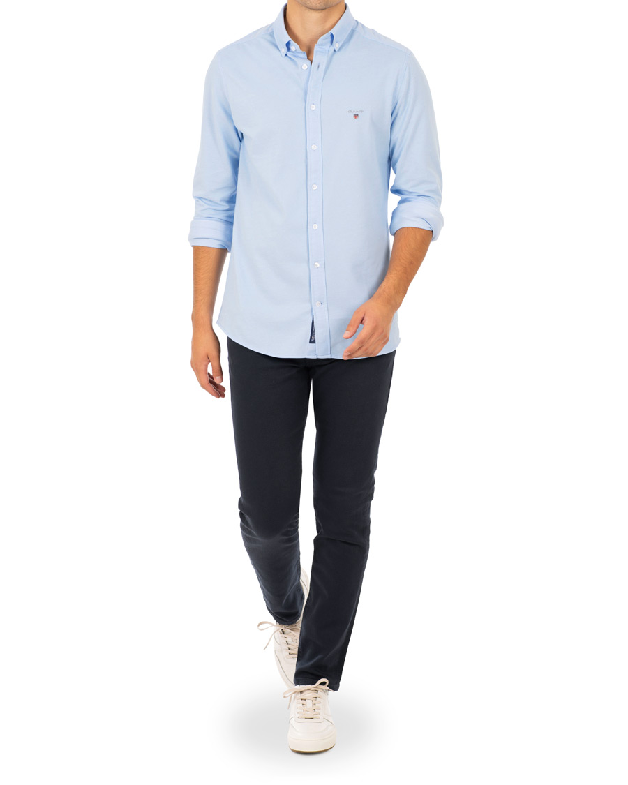 Herre | Skjorter | GANT | Slim Fit Tech Prep Pique Shirt Capri Blue