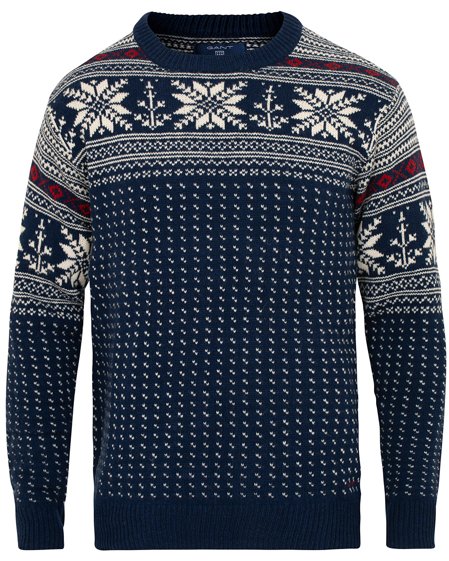 Herre | Gensere | GANT | Holiday FairIsle Crew Neck Evening Blue
