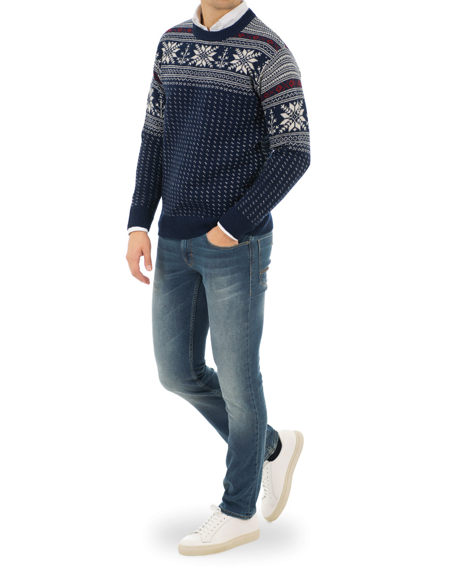Herre | Gensere | GANT | Holiday FairIsle Crew Neck Evening Blue