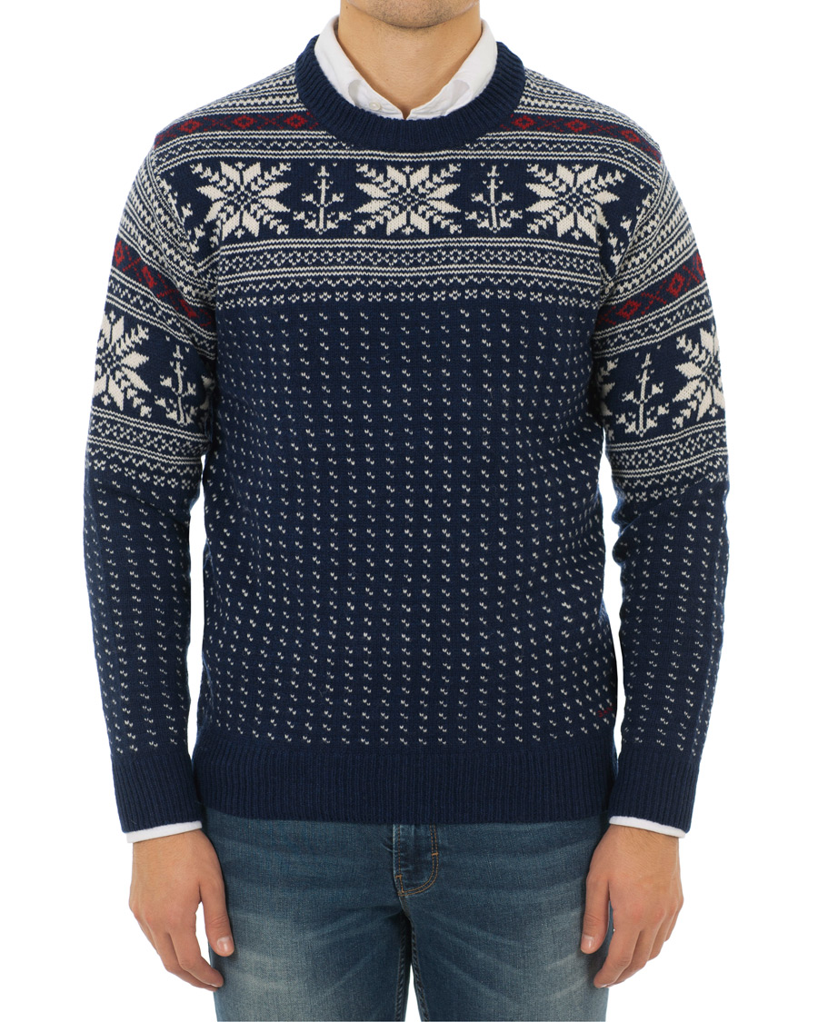 Herre | Gensere | GANT | Holiday FairIsle Crew Neck Evening Blue