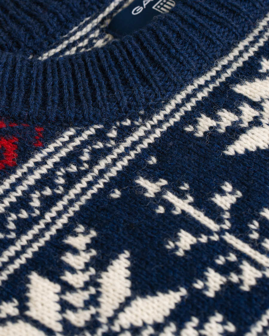 Herre | Gensere | GANT | Holiday FairIsle Crew Neck Evening Blue