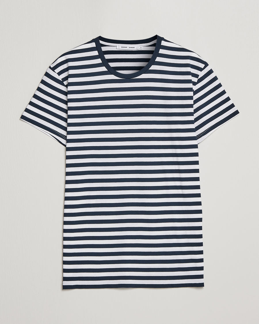 Herre | T-Shirts | Samsøe Samsøe | Samsøe & Samsøe Patrick Crew Neck Tee Sapphire/White Stripe