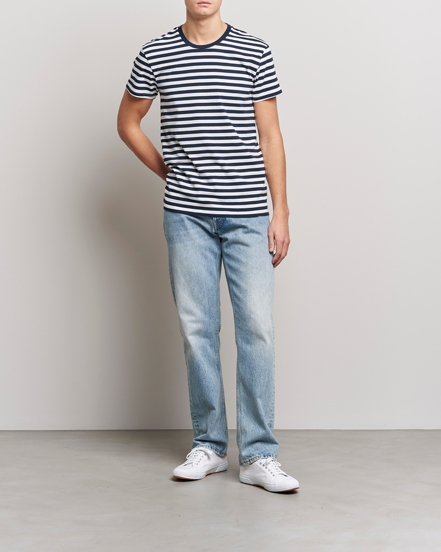 Herre | T-Shirts | Samsøe Samsøe | Samsøe & Samsøe Patrick Crew Neck Tee Sapphire/White Stripe