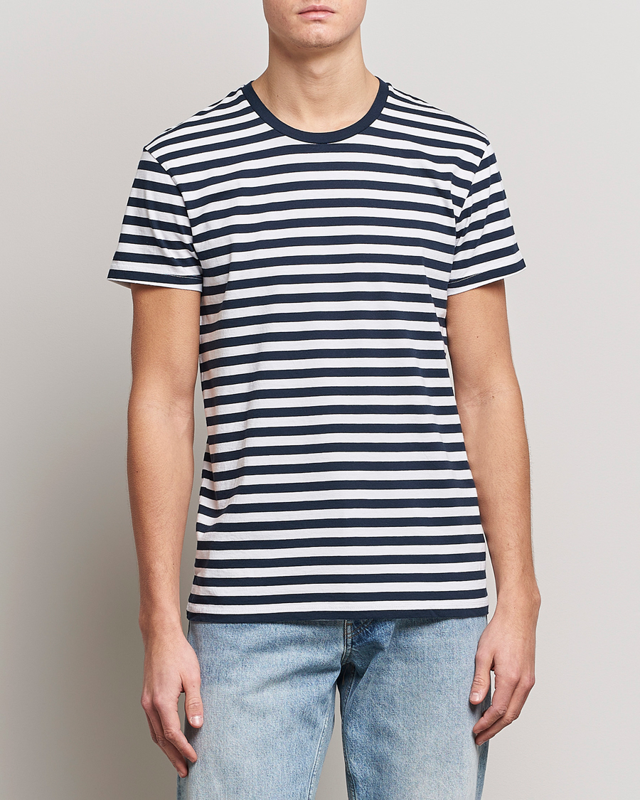 Herre | Kortermede t-shirts | Samsøe & Samsøe | Patrick Crew Neck Tee Sapphire/White Stripe