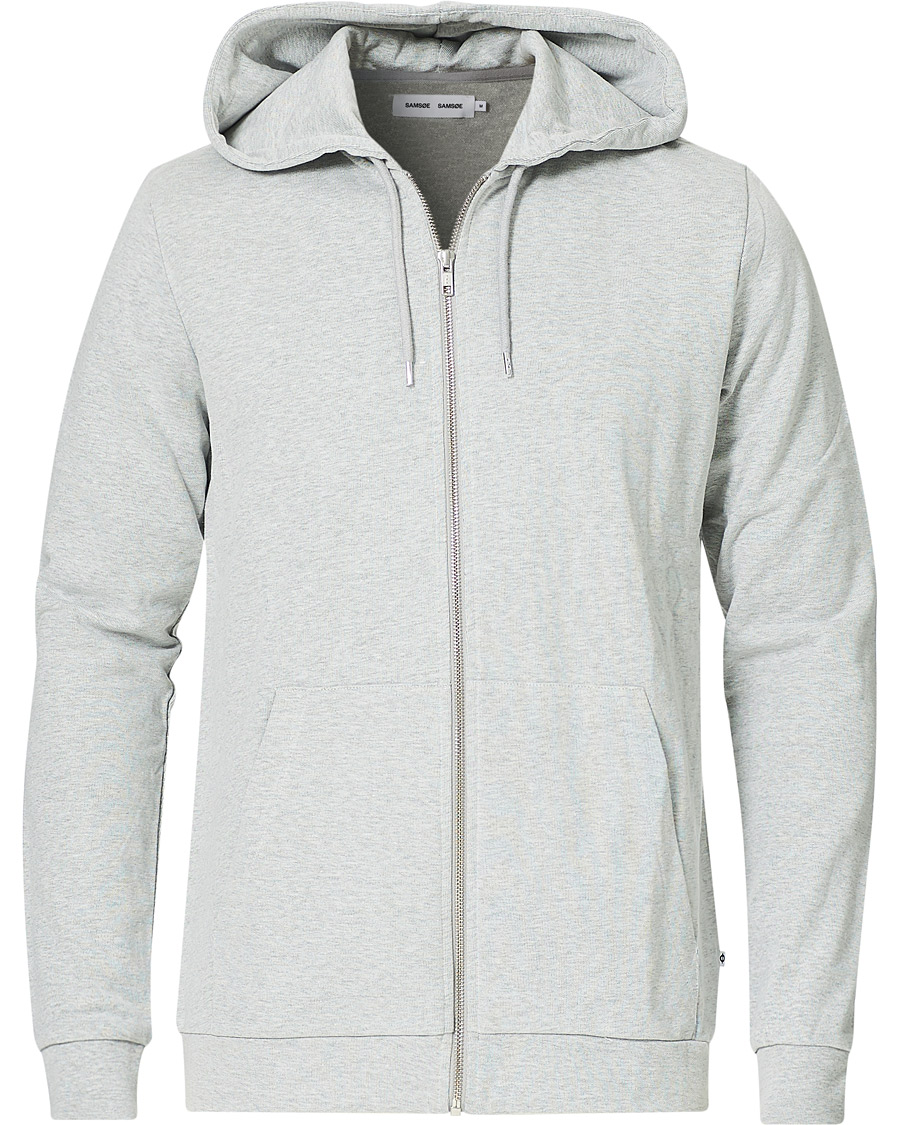Herre | Gensere | Samsøe Samsøe | Samsøe & Samsøe Enno Full Zip Hoodie Light Grey Melange